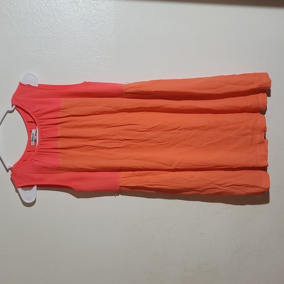 Madewell Neon Pink Coral Bungalow Shift 60s Inspired  Mini Dress sz XS GUC - Picture 3 of 10